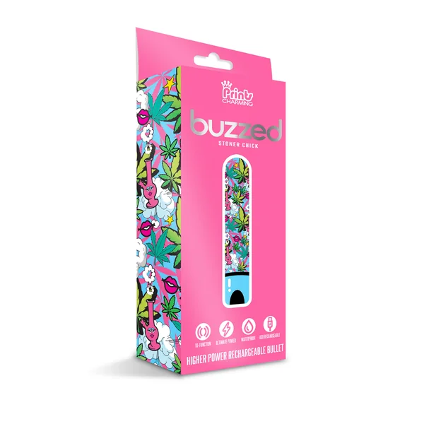 PRINTS CHARMING BUZZED HIGHER POWER RECHARGEABLE BULLET STONER CHICK