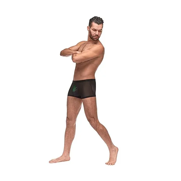 Private Screening Micro Mesh & Modal Pot Leaf Black SM