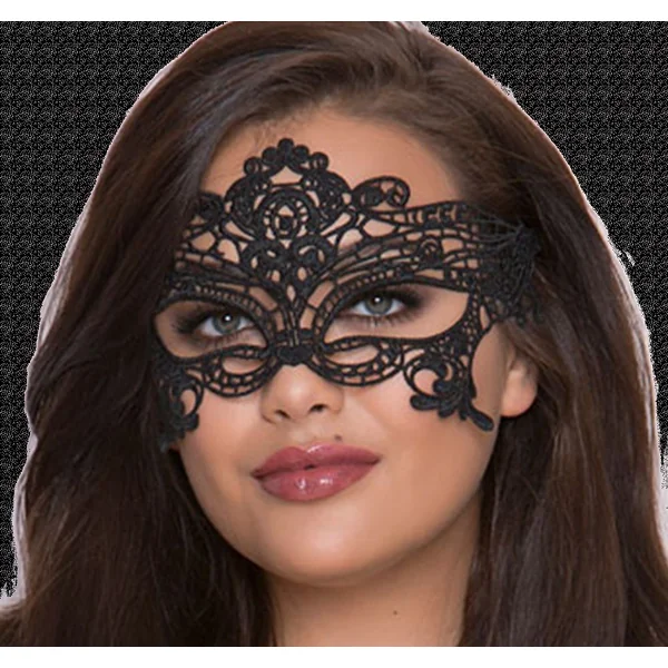 QUEEN LINGERIE - WIDE BLACK LACE MASK