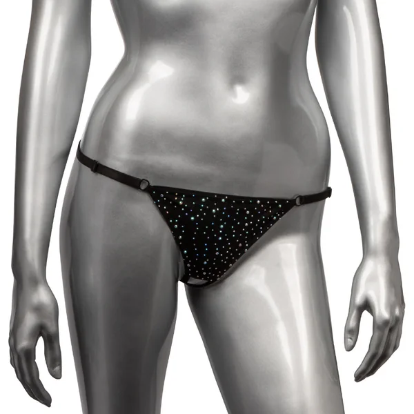 Radiance Crotchless Rhinestone Mesh Thong - Curvy