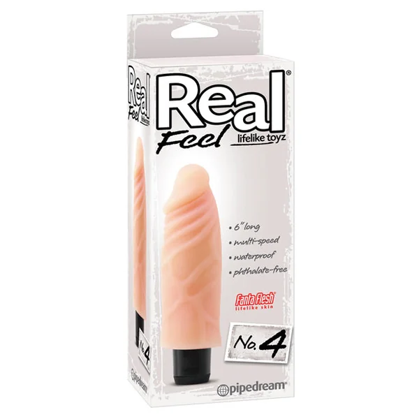 Real Feel No. 4 Long 6" Vibe Waterproof - Mutli-speed Flesh