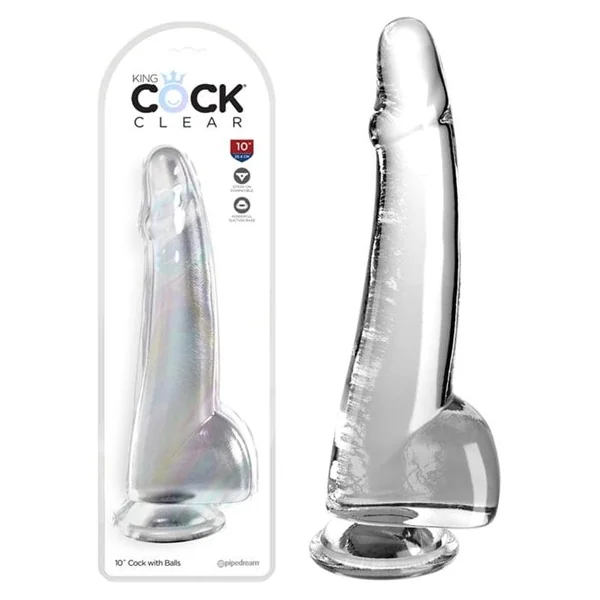 Realistic dildo - Pipedream - King Cock Clear10" With Balls