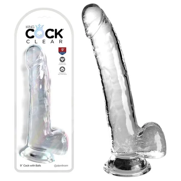 Realistic dildo - Pipedream - King Cock Clear 9" Cock with Balls