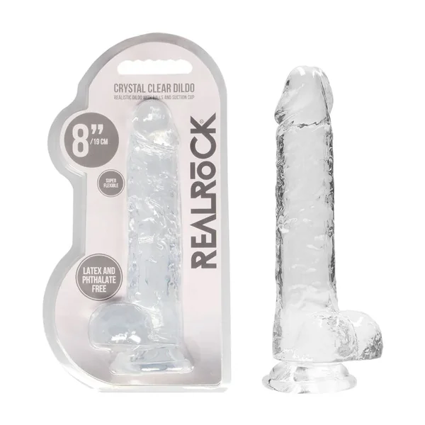 RealRock 8” Realistic Dildo With Balls – Clear 20.3 cm Dong