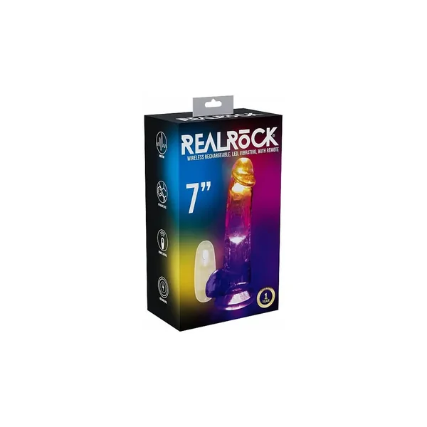 Realrock LED Remote Control Vibrating Dildo 7" by Shots