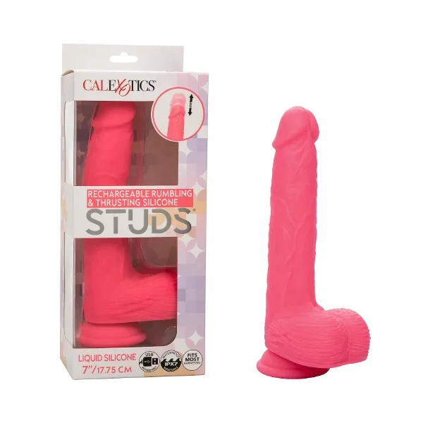 Rechargeable Rumbling & Thrusting Silicone Studs pink 7″/17.75cm