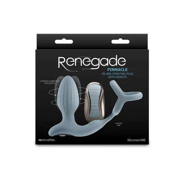 Renegade Pinnacle Cock Ring & Gyrating Prostate Massager - Gray