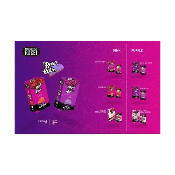 Rose Cuts Rose Wraps 3PK 15ct Box Purple Creamy Strawberry