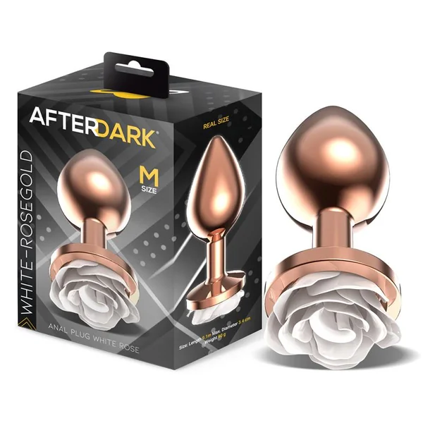 Rosegold Metal Anal Plug with White Rose Base – Size M