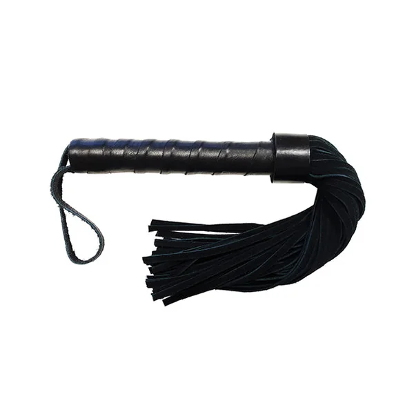 Rouge Leather Handle Short Short Suede Flogger - Black