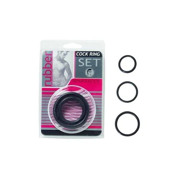 Rubber Cock Ring Set - Black