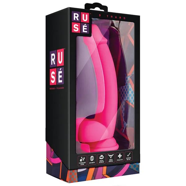 Ruse D Thang Realistic G-Spot Hot Pink 7.75-Inch Long Dildo With Balls & Suction Cup Base