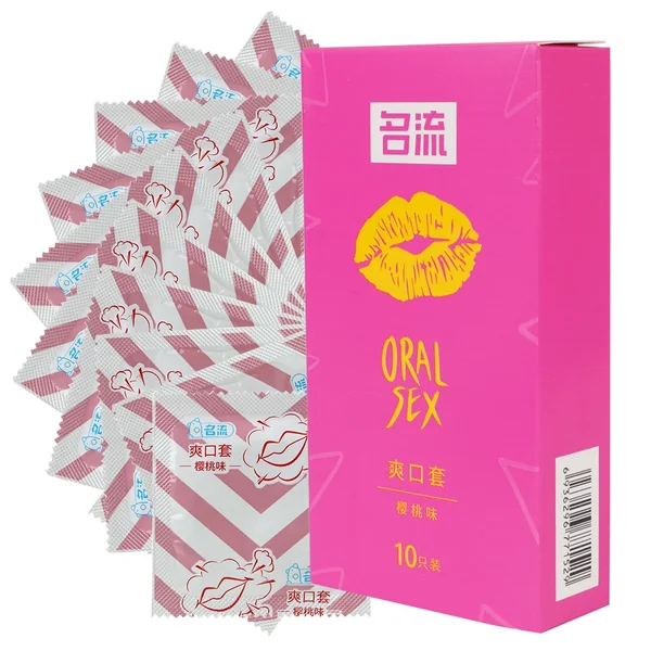 Safe Contraception Oral Sex Condom Cherry Flavor Natural Latex Condoms Penis Sleeve Sex Toys for Men Blowjob 10pcs/box