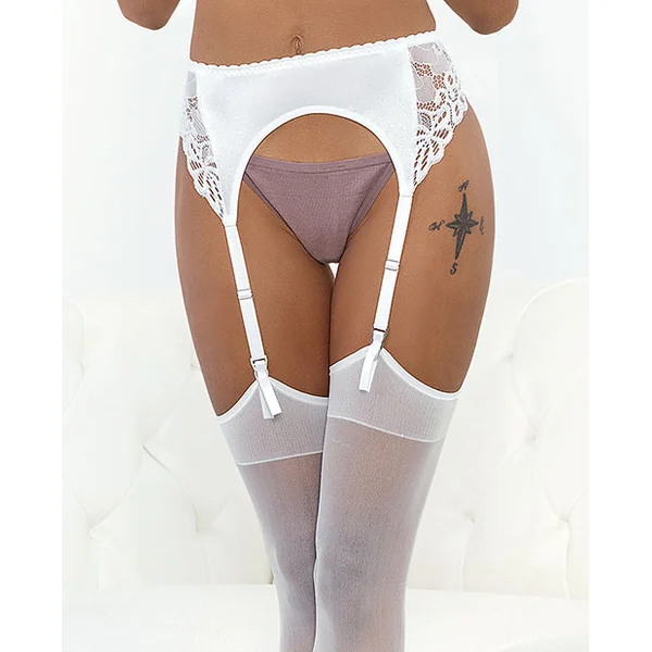 Satin & Lace Garterbelt White Sm