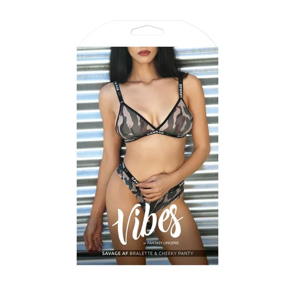 Savage Af Bralette and Cheeky Panty - Forest Camo - L-xl