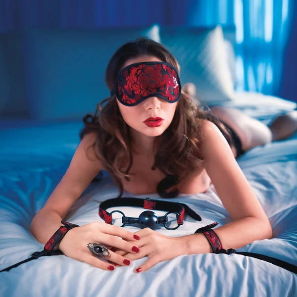 Scandal Bed Restraint Kit With Cuffs, Ball Gag & Blindfold