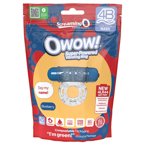 Screaming O 4B Deep Rumbling OWow Vibrating Ring - Blueberry