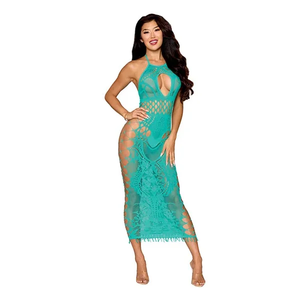 Seamless Halter Gown – Turquoise O/S