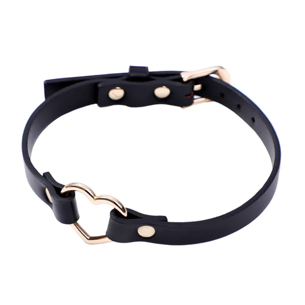 Sexyland Faux Leather Gold Heart Choker