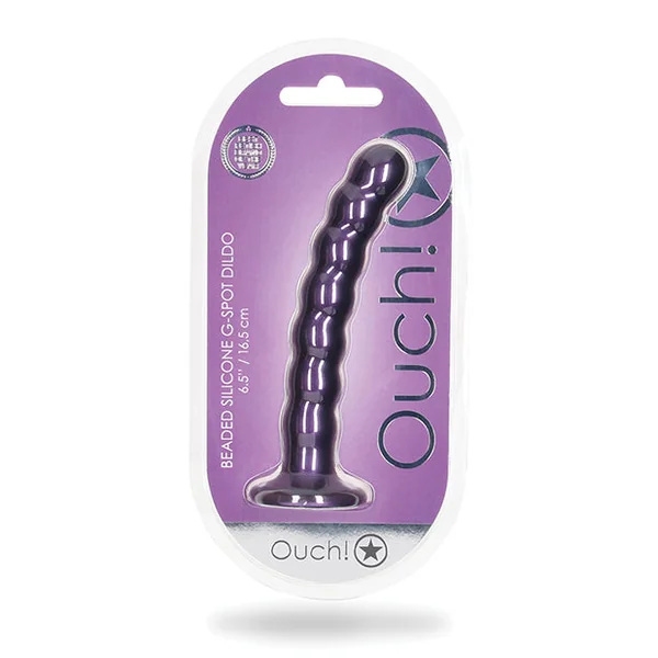 Shots Ouch 6.5" Beaded G-spot Dildo - Metallic Purple