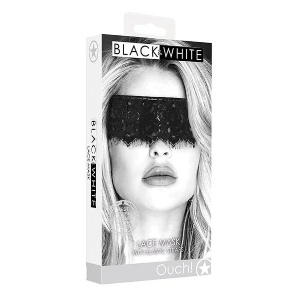 Shots Ouch Black & White Lace Mask W-elastic Straps - Black