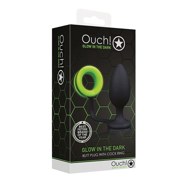 Shots Ouch Butt Plug W-cock Ring - Glow In The Dark