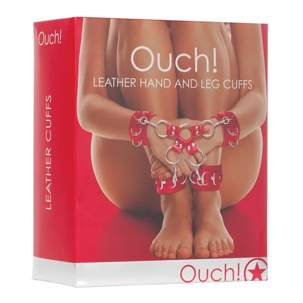 Shots Ouch Leather Hand & Leg Cuffs – Red