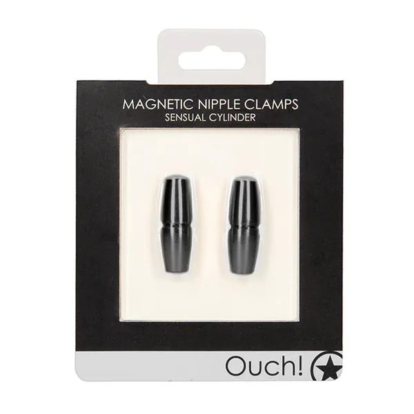 Shots Ouch Sensual Cylinder Magnetic Nipple Clamps – Black