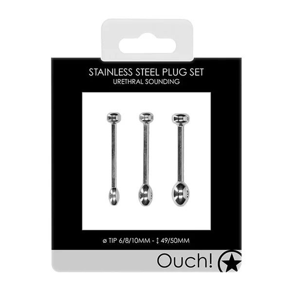 Shots Ouch Urethral Sounding Metal Plug Set - 49-50mm