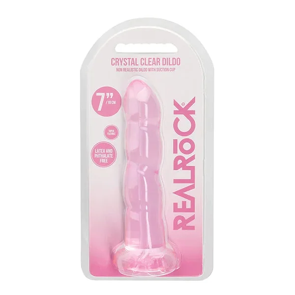Shots Realrock Crystal Clear Non Realistic 7″ Dildo – Pink
