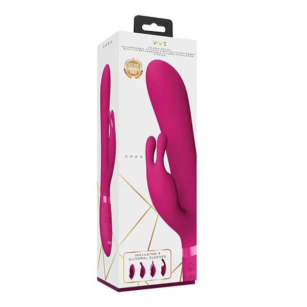 Shots Vive Chou G-spot Rabbit W-interchangeable Clitoral Attachments - Pink