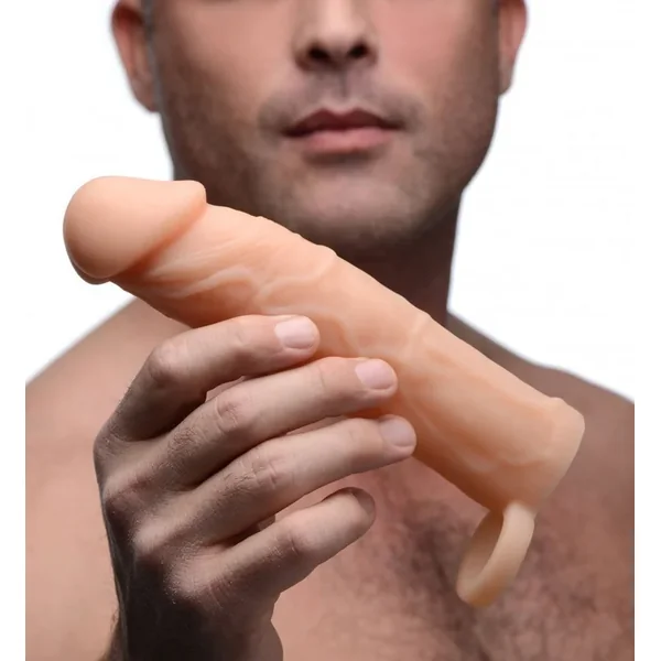 Silicone Penis Sleeve With Ball Strap 2 Inch Extension