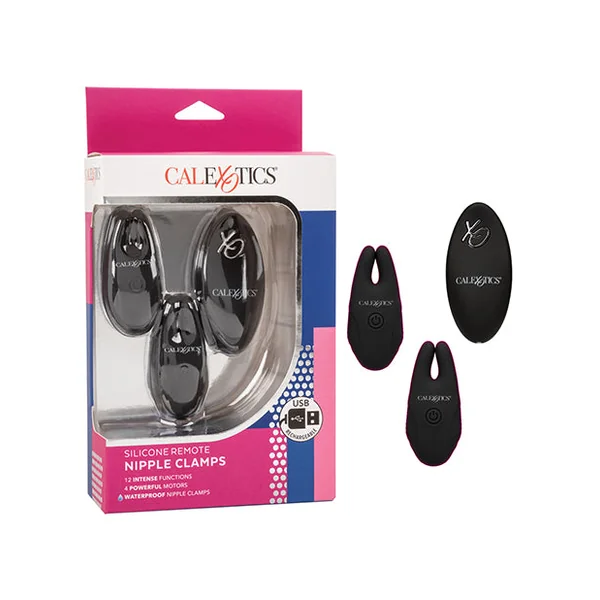 Silicone Vibrating Nipple & Clit Clamps W/remote