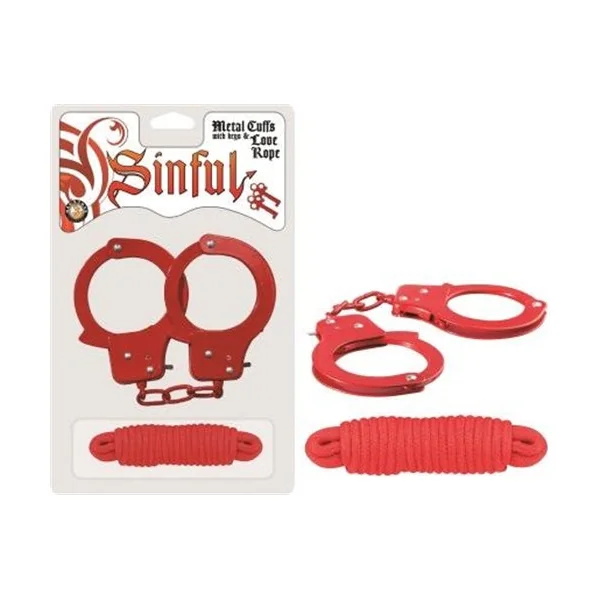 Sinful Metal Cuffs With Keys & - Love Rope