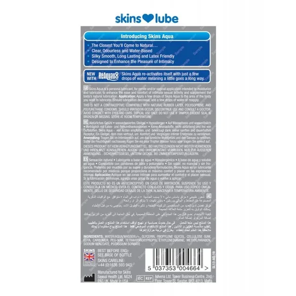 Skins Aqua Water Based Lubricant – 4.4 oz
