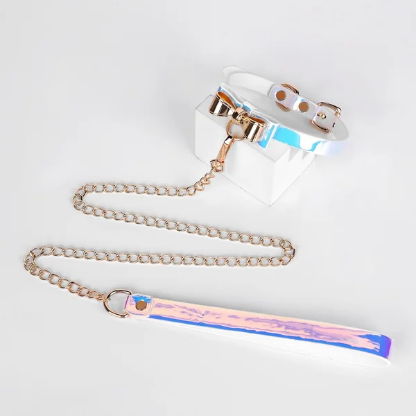SM Gold Bow Iridescent Collar With Leash Suit