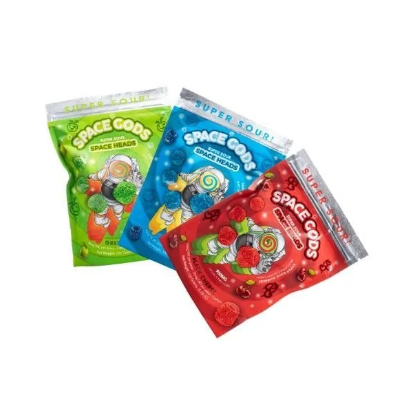 Space Gods Super Sour Gummies 900mg D9+CBD 15ct Black Cherry