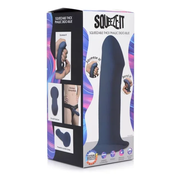 Squeezable Thick Phallic Dildo – Blue