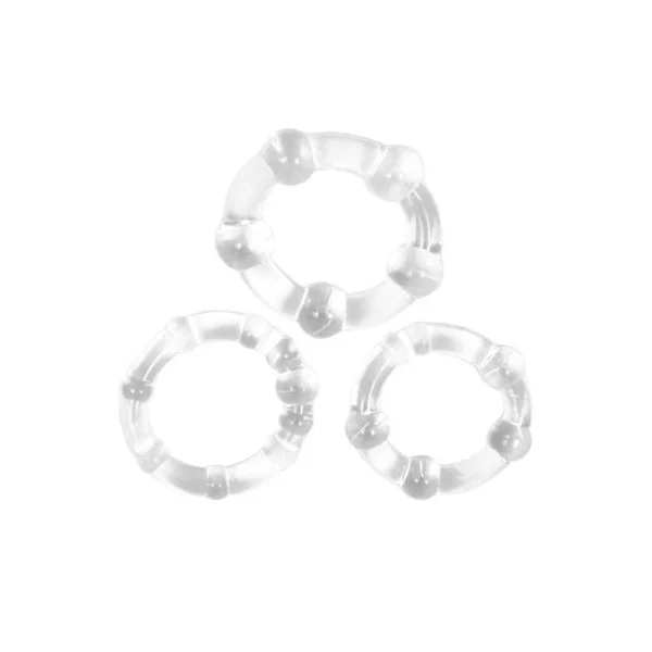 Stay Hard Beaded Cockrings - 3 Pack - Clear