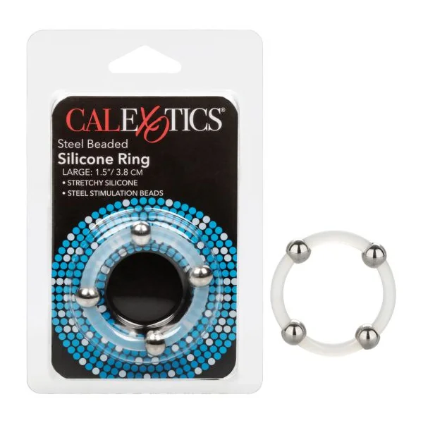 STEEL BEADED SILICONE RING LARGE