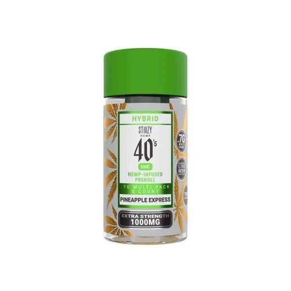 Stiiizy 7g 5pc Jar Pre Rolls HHC 40’s 1000mg Pineapple Ex Hybrid
