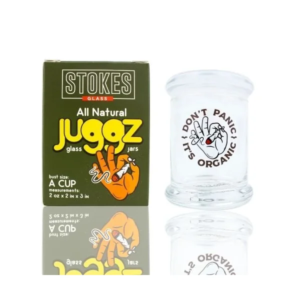 Stokes Juggz Glass Jars B Cup 6oz Don’t Panic