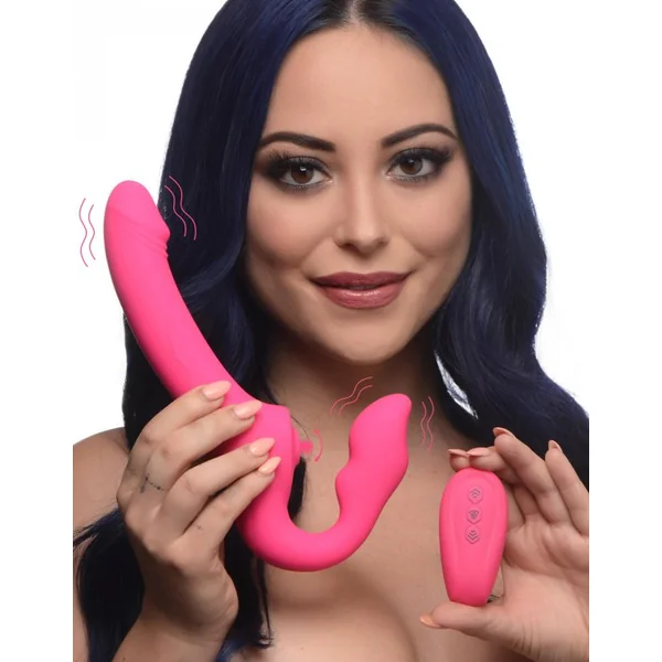 STRAP U LICKING & VIBRATING STRAPLESS STRAP-ON W/ REMOTE