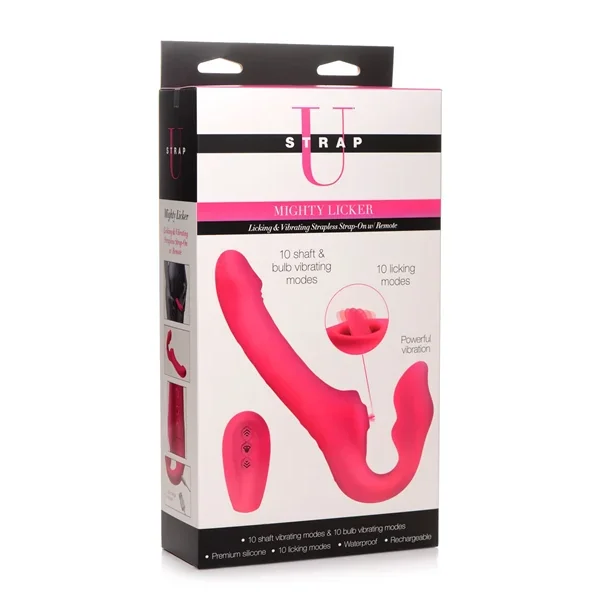 Strap U Mighty Licker Licking & Vibrating Strapless Strap-On w/ Remote