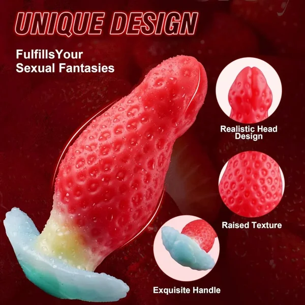 Strawberry Fantasy Butt Plug Dildo - Anchor Liquid Silicone Anal Expander Sex Toys