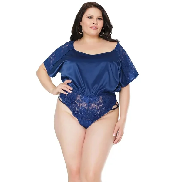 Stretch Satin Blouse Romper – Plus Size