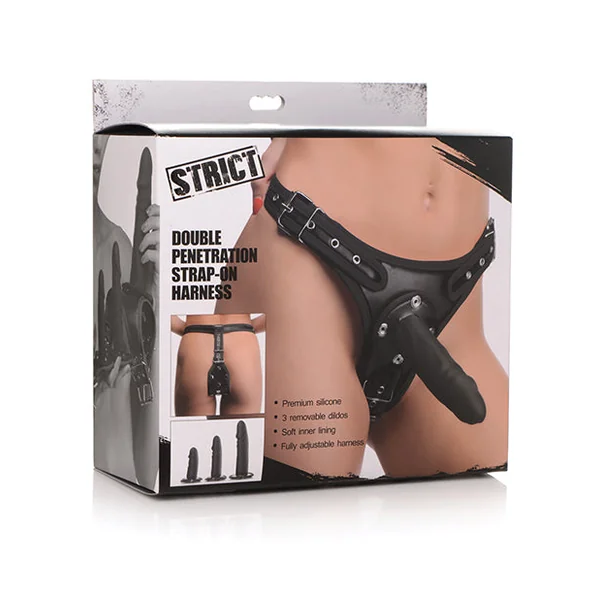 Strict Double Penetration Strap On Harness - Black
