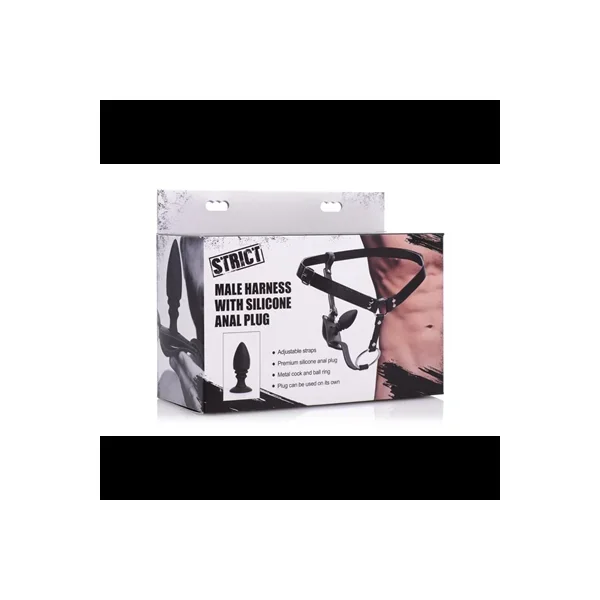 Strict Male Harness with Silicone Butt Plug