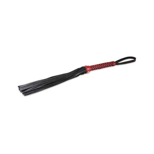 Sultra 16" Lambskin Flogger Classic Weave Grip - Black W-red Woven Handle