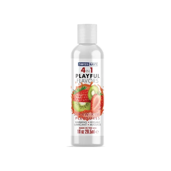 Swiss Navy 4 in 1 Playful Flavors Strawberry Kiwi Pleasure – 1 oz